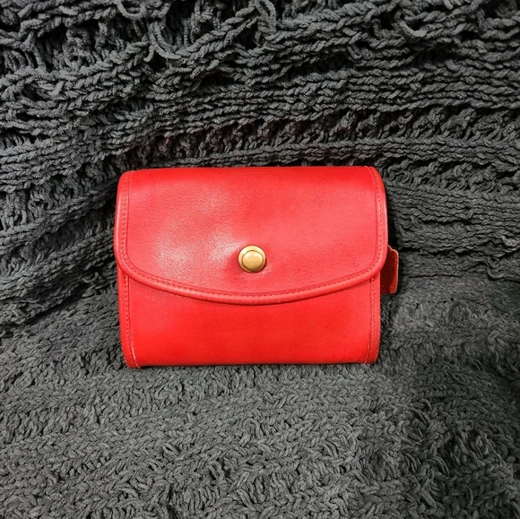Vintage Red Coach Chrystie Flap Bag 9892 - Picture 1 of 16